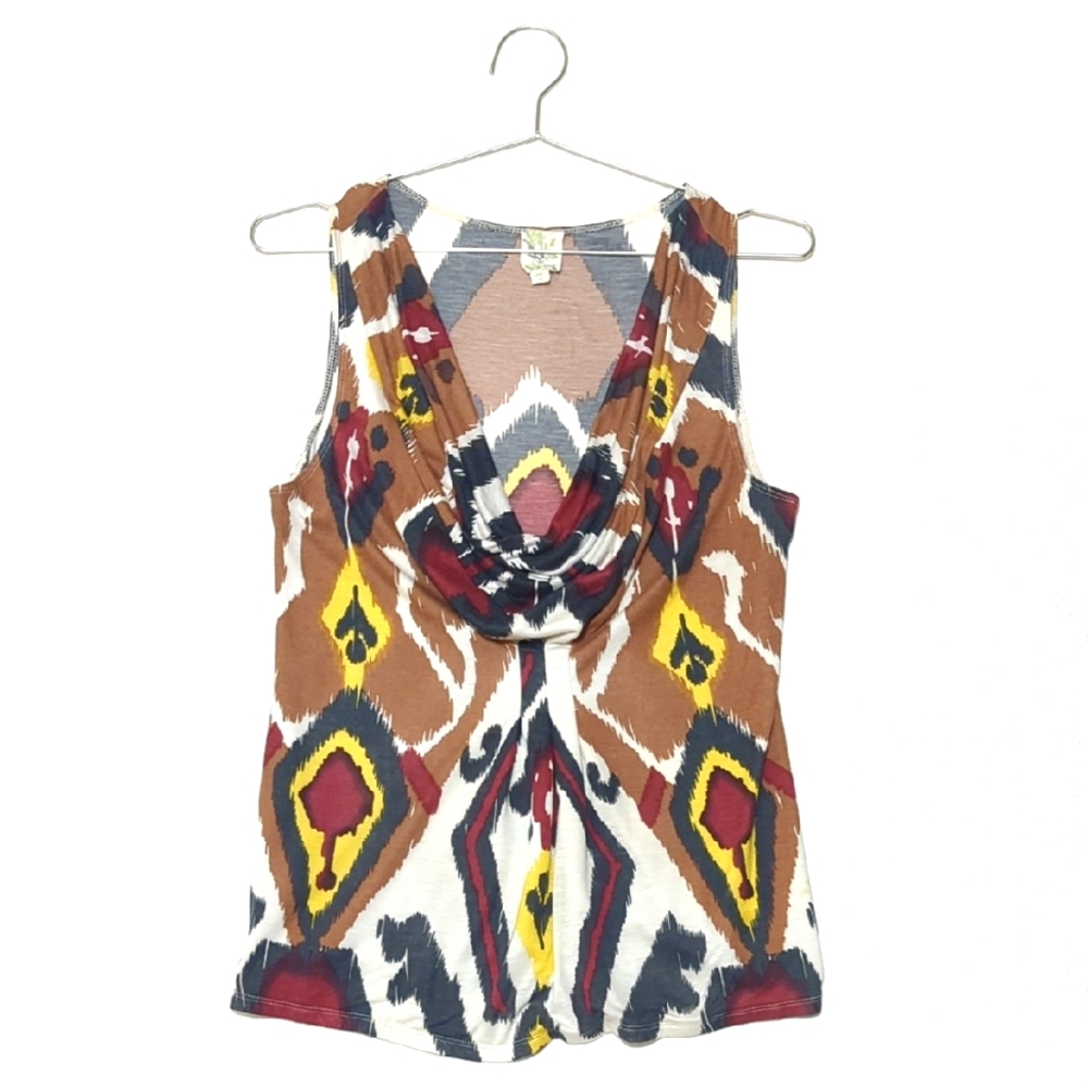San Francisco | Anthropologie | Tank Top | Cowl Neck | Ikat Aztec Print | Boho |